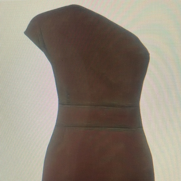 Elegant Formal Solid Slit Asymmetrical Oblique Collar Evening Dress Sz XL/12 Blk - Picture 5 of 6